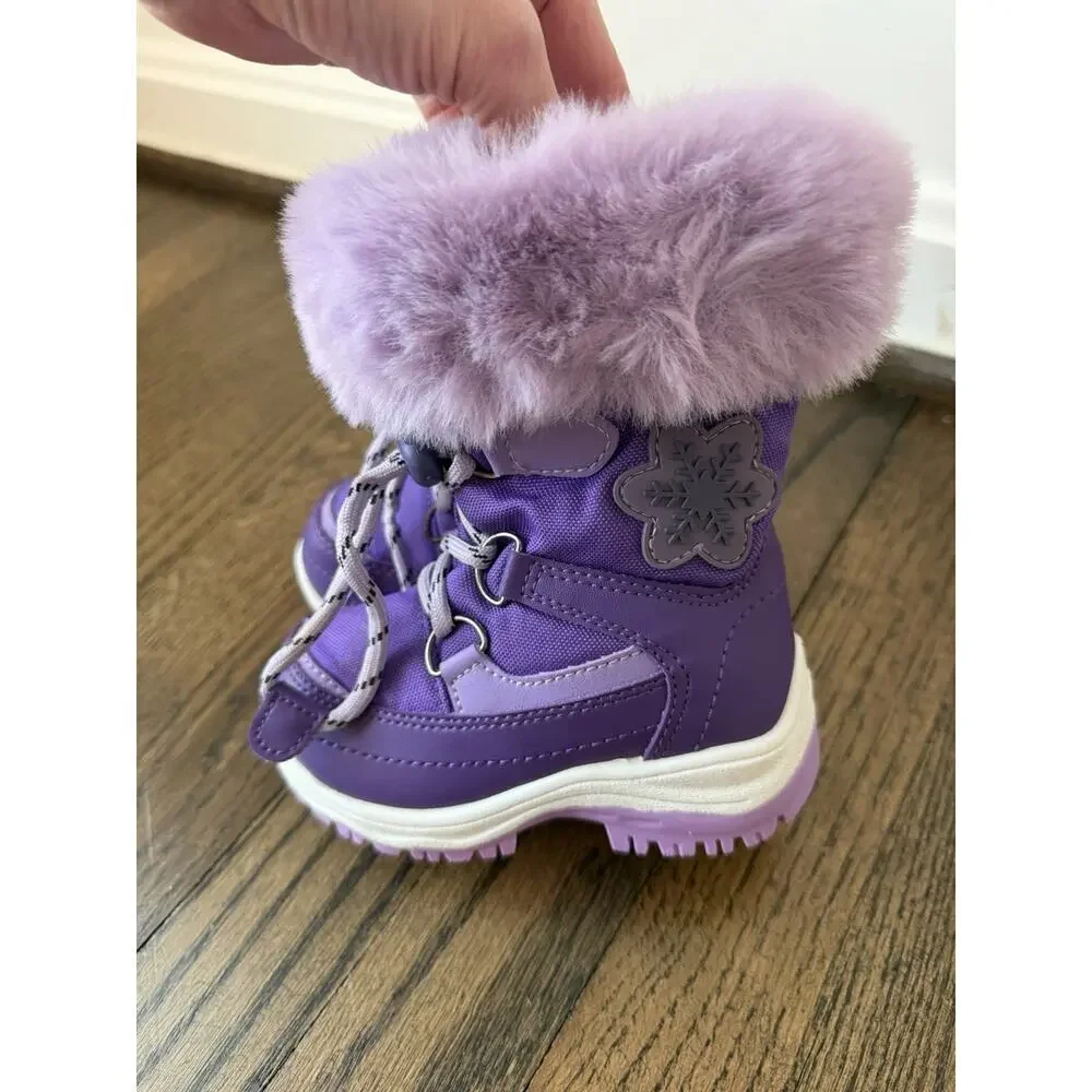 DREAM PAIRS Girls Toddler Snow Boots Slip Resistant Faux Fur Purple Sz 5 NEW